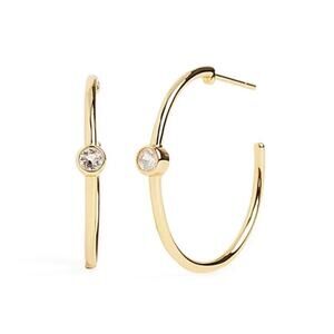 Marrin Costello Curateur Hoop Earrings 14k Gold Plated Sterling Silver Topaz